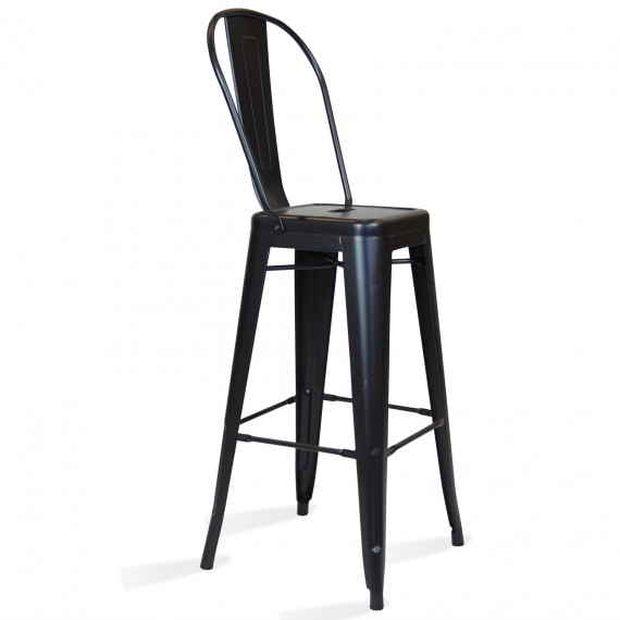 Metal industrial stool Bistro Style with backrest