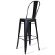 Metal industrial stool Bistro Style with backrest