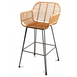 Le Midi Stool with armrest in Rattan Perfect For Outdoor