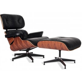 Replika křesla Eames Lounge z kůže Aniline Leather a Palissandro Wood od Charles & Ray 