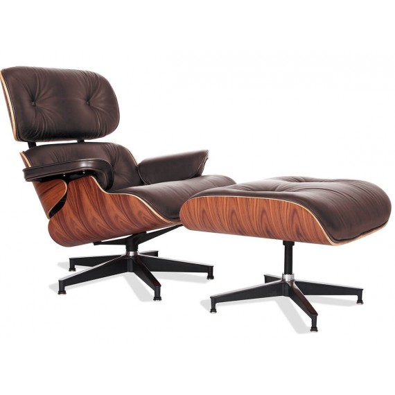 Uitscheiden voor de helft Stam Replica Eames Lounge Chair gemaakt van aniline leer - Moderne fauteuils