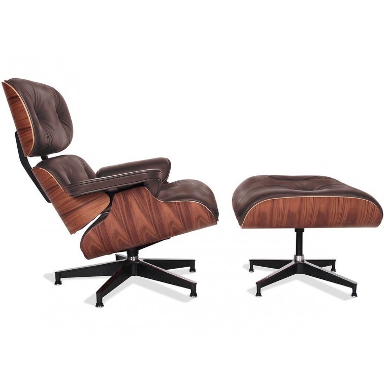 dans Leidinggevende onderdelen Replica Eames Lounge Chair gemaakt van aniline leer - Moderne fauteuils