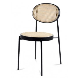 Preston chair in natural rattan and black lacquered aluminum