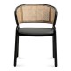 Morley chair in Natural Rattan and black lacquered steel base.