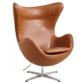 Replica Egg Chair in vintage verweerd kunstleer