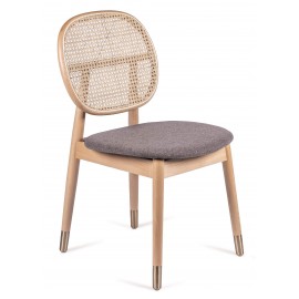 Marsh stoel in natuurlijke rotan en katoenen kussen vintage stijl