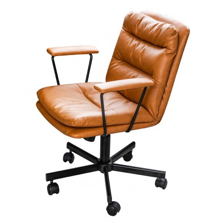 Office Chair Upholstered In Brown Faux Leather