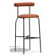 Elbow industrial stool upholstered in imitation leather