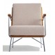 Industrial Daneu armchair in walnut wood and cotton upholstery