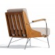 Industrial Daneu armchair in walnut wood and cotton upholstery