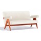 West vintage sofa in teak wood and boucle upholstery