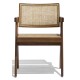 Compass chair with armrests in teak wood and natural rattan