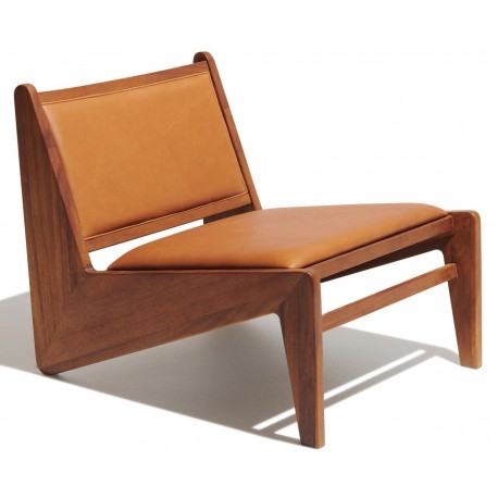 Confort Compass lounge chair in teak wood and Italian leather