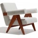 Confort Compass lounge chair in teak wood and bouclé fabric