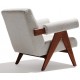 Confort Compass lounge chair in teak wood and bouclé fabric