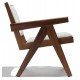 Compass lounge chair with armrests in teak wood and bouclé fabric