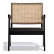 Compass lounge chair with armrests in teak wood and natural rattan