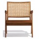 Compass lounge chair with armrests in teak wood and natural rattan