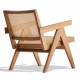 Compass lounge chair with armrests in teak wood and natural rattan