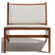 Compass Lounge armchair upholstered in teak wood and bouclé fabric