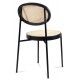 Preston chair in natural rattan and black lacquered aluminum